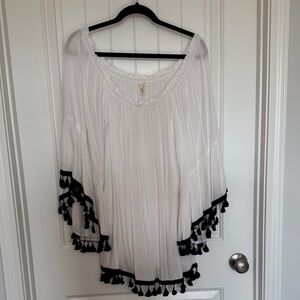 Elan White Coverup with Black Tassels